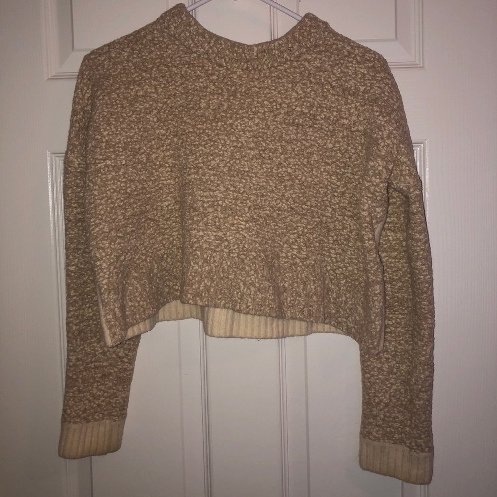 Rag & Bone Oatmeal Colorblock Crop Sweater - image 1